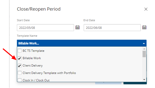 Review the Close / Reopen Period information