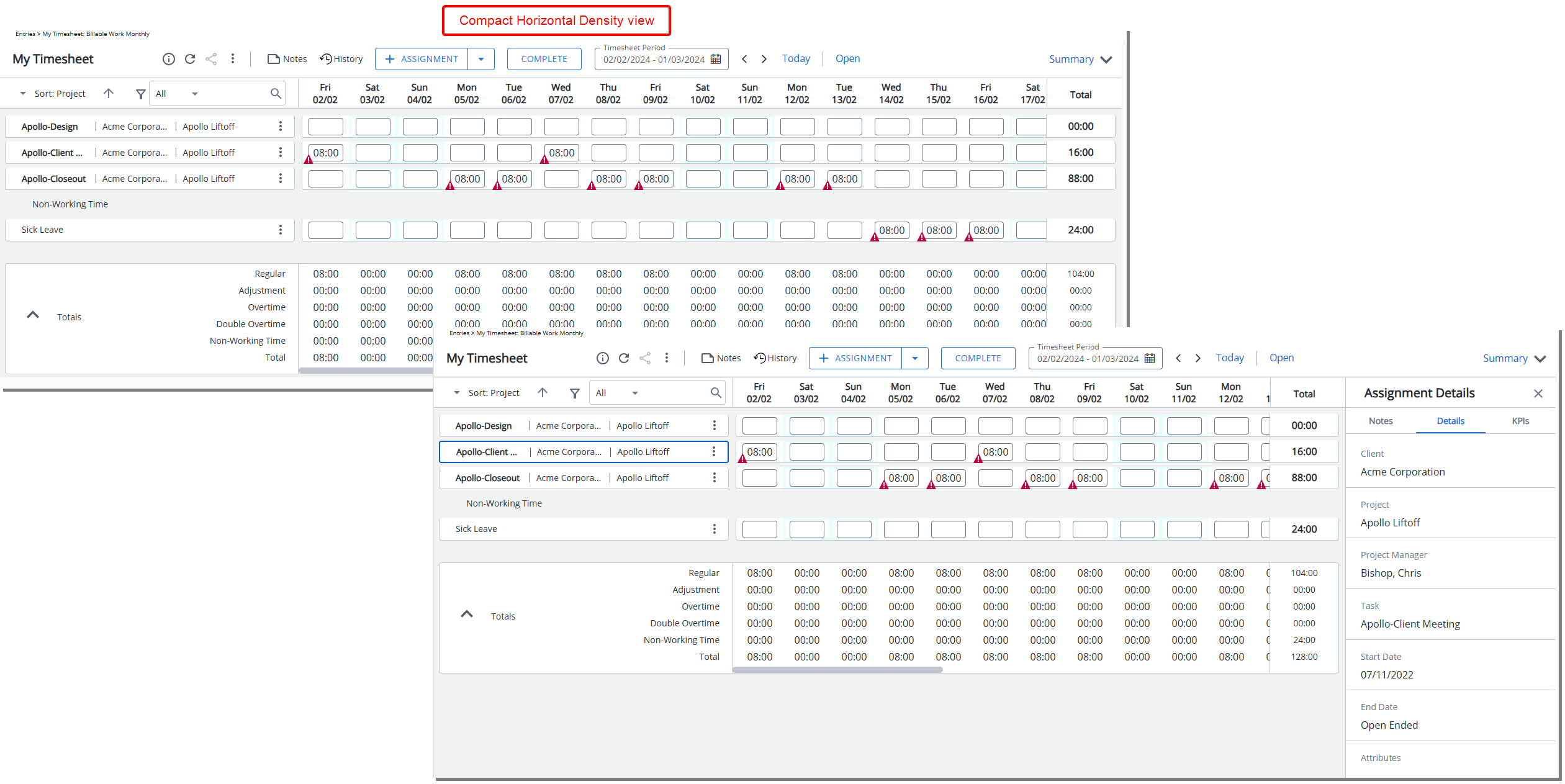 Compact Horizontal  Density view