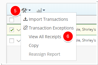Select View All Receipts