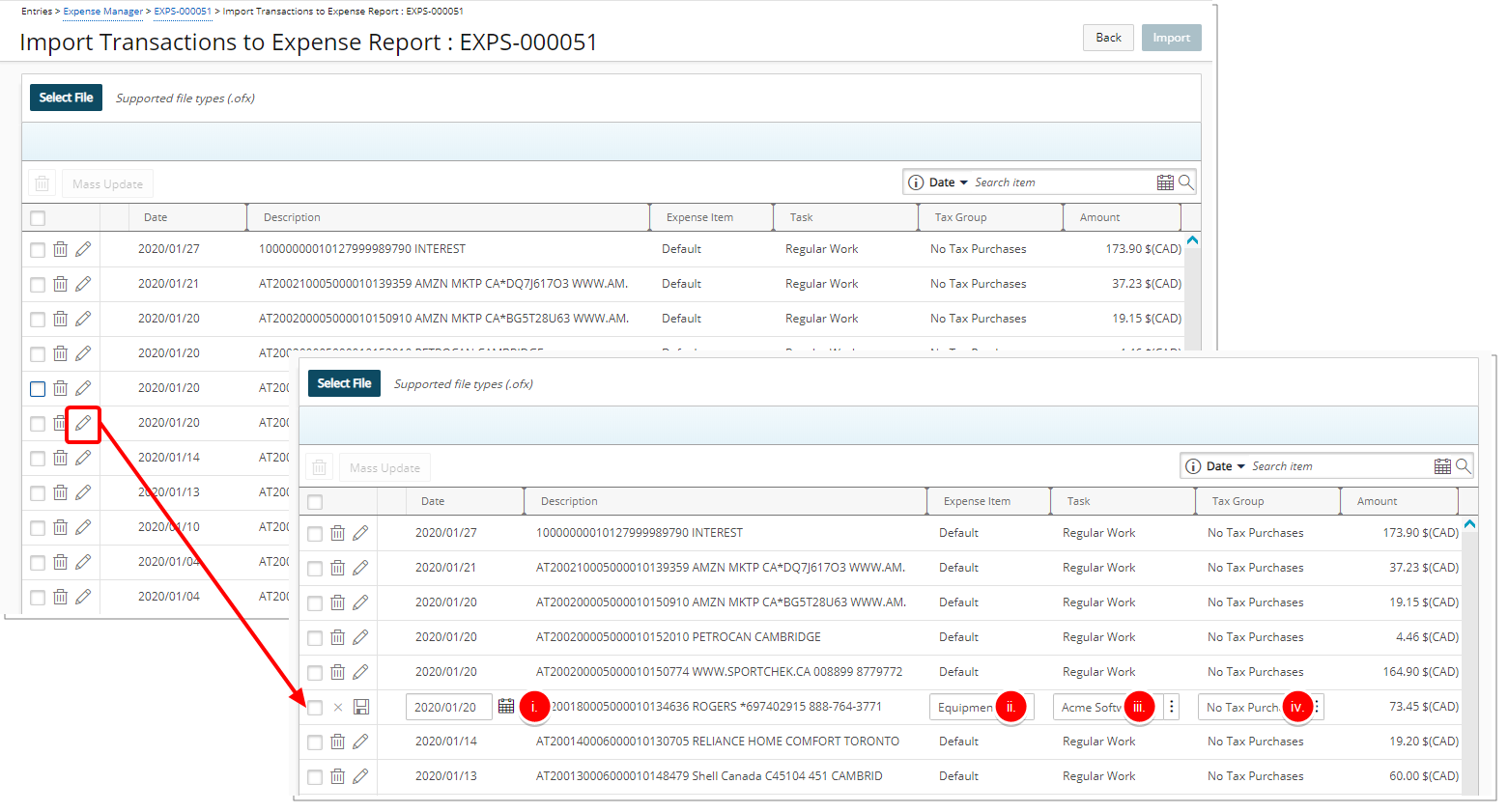 Update single Transaction