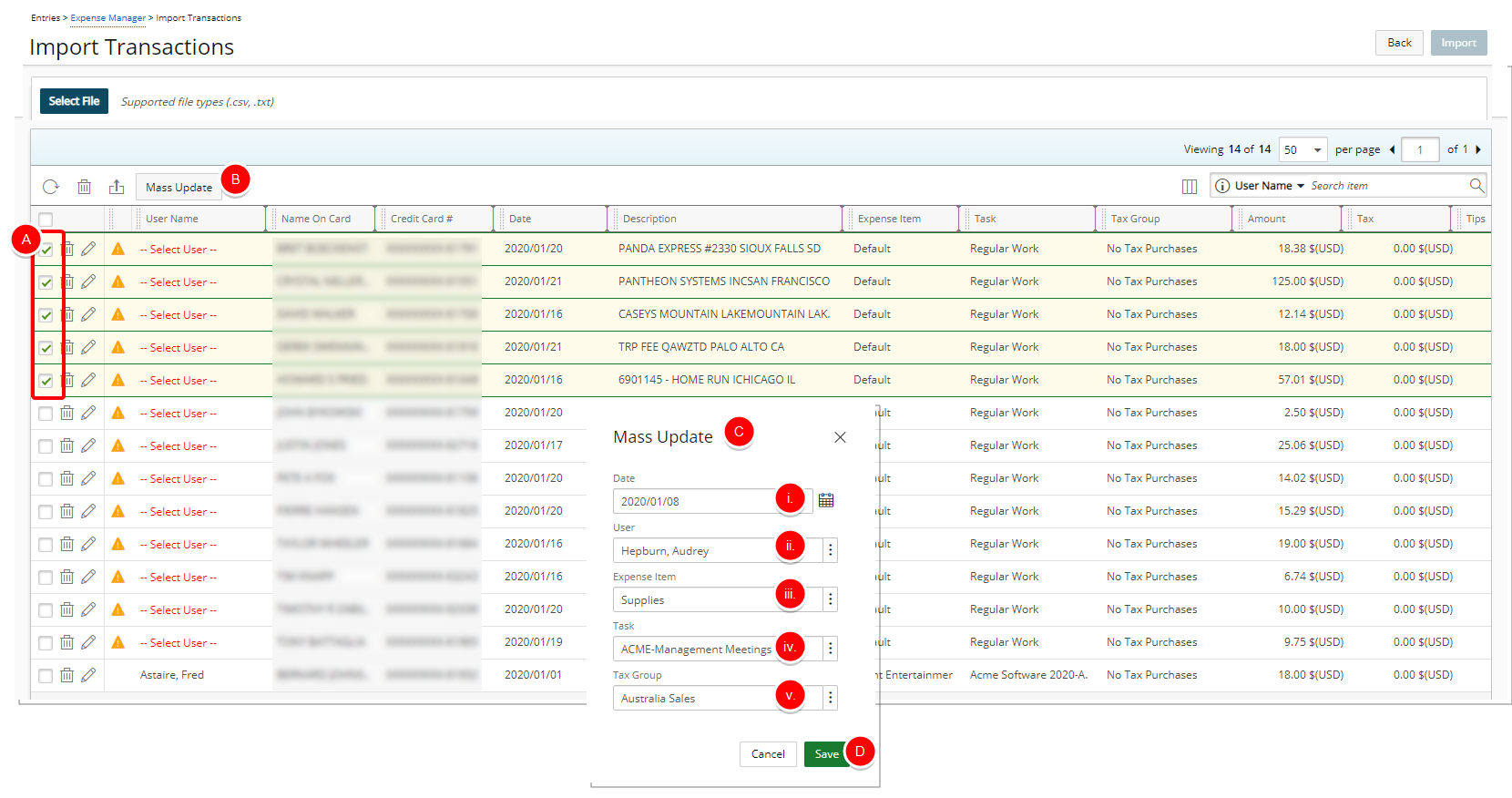 Update multiple Transactions