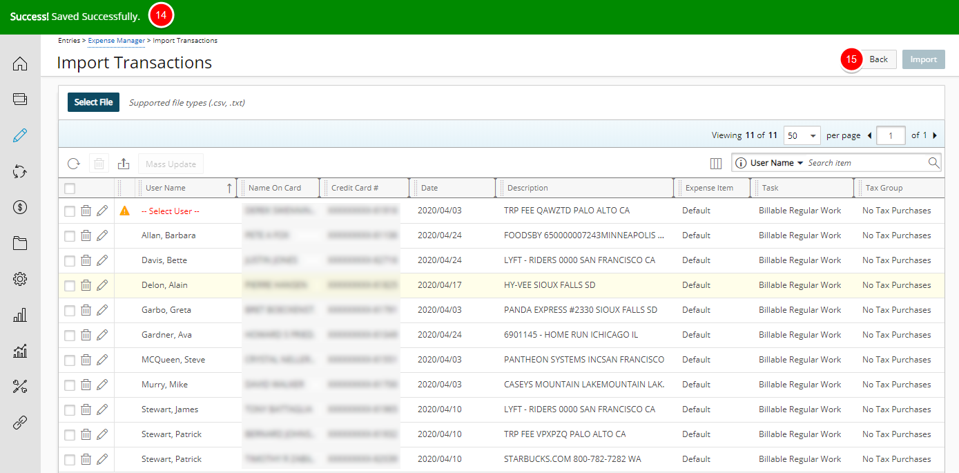 Return to Expense Report