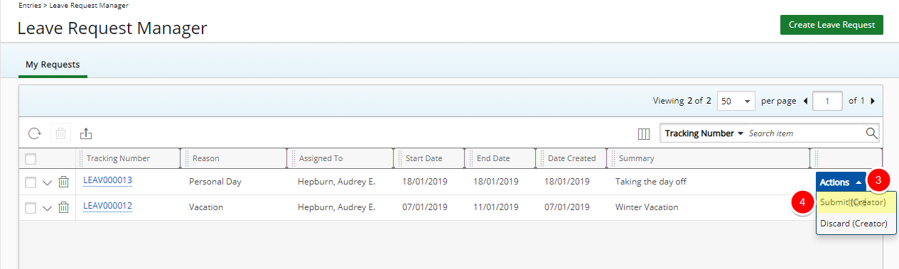 Click Leave Request Manager