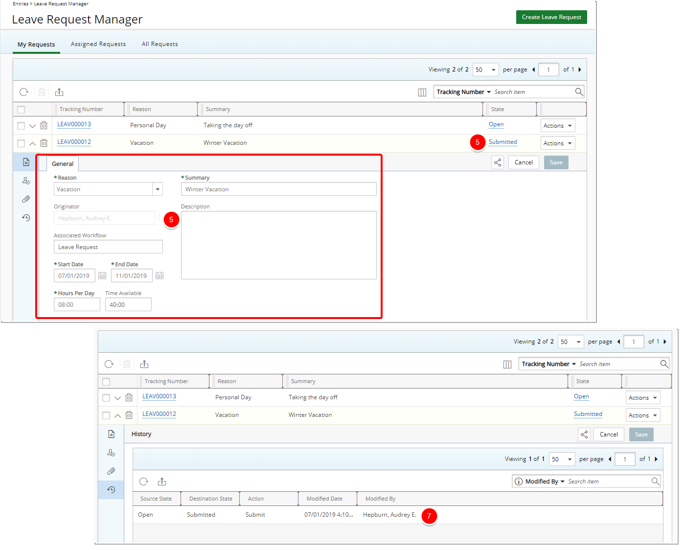 Click Leave Request Manager