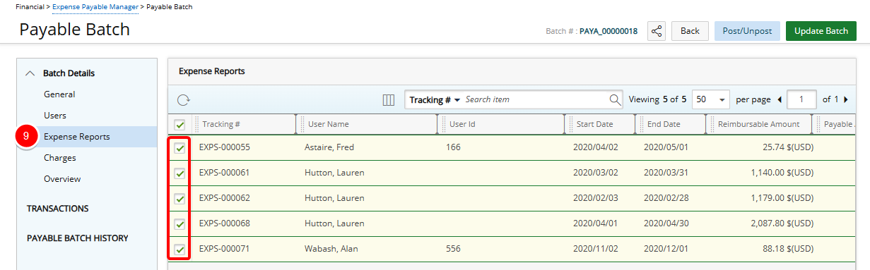 Select Expense Reports