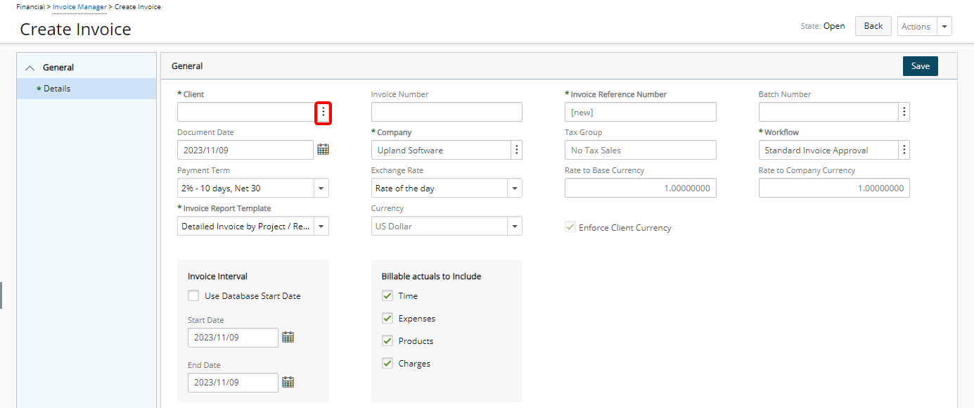 Select the Client