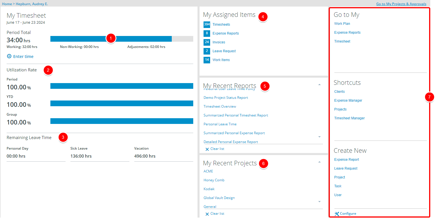 The Home Page web parts