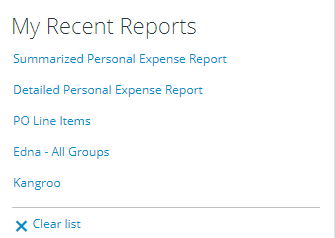 My Recent Reports