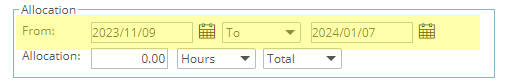 Set the allocation dates based on From/To
