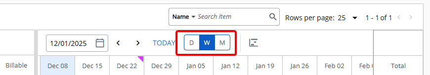 Timeline View Buttons