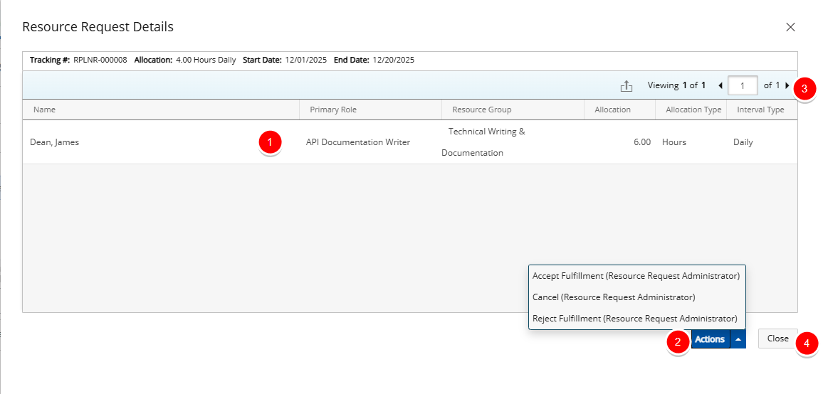 View the Resource Request Details