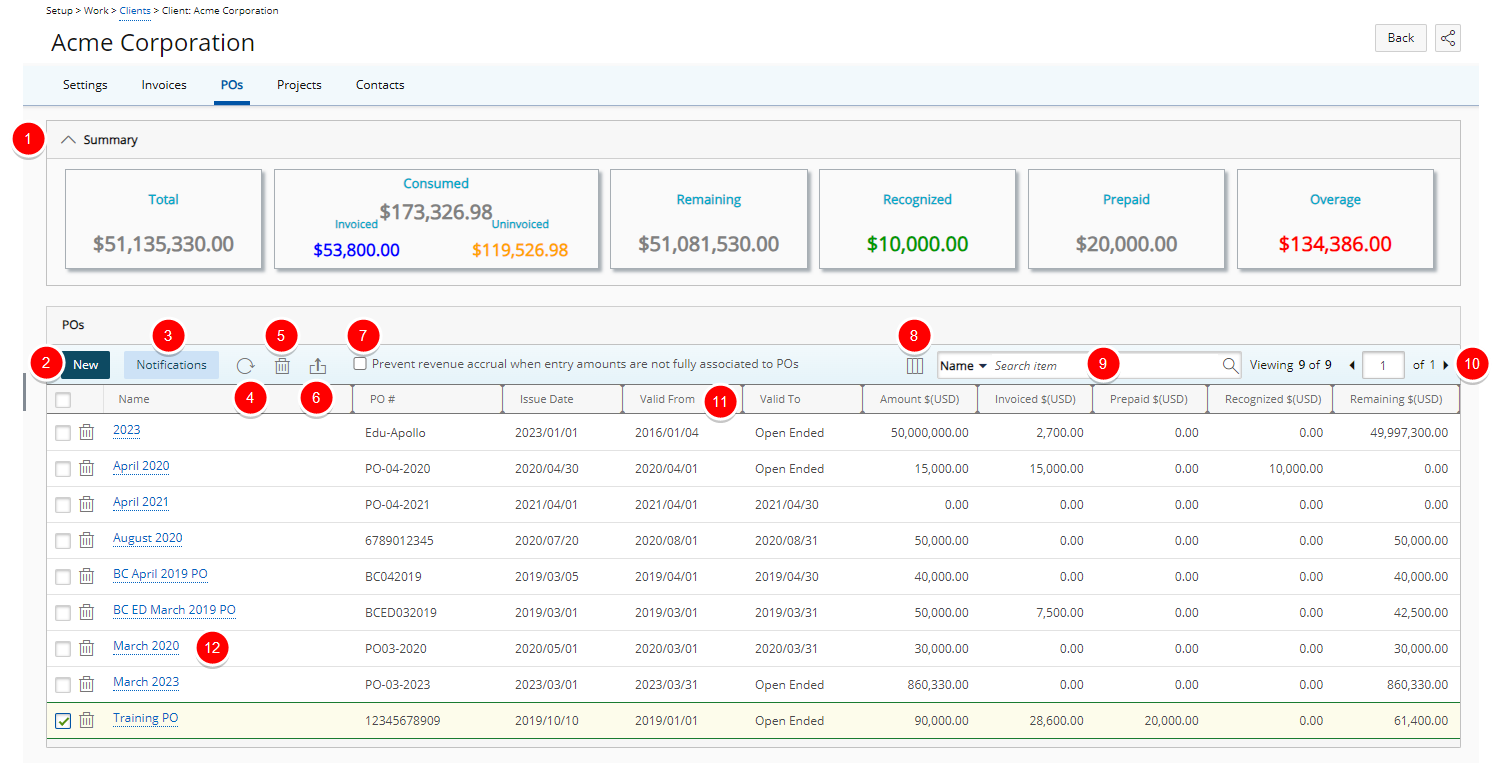 View the Client's POs