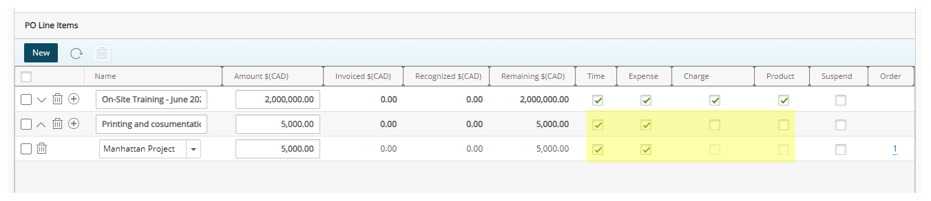 View the PO entry type(s) for the PO association