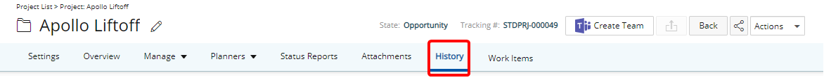 Click the History tab