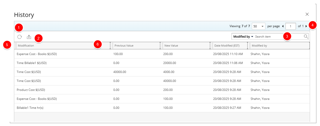 With the User Detailed Auditing turned on, detailed changes made to  user fields across the General, Personal, Security, and User Defined Fields (UDFs) tabs are captured and can be reviewed in the new History tab available on the User Edit page.