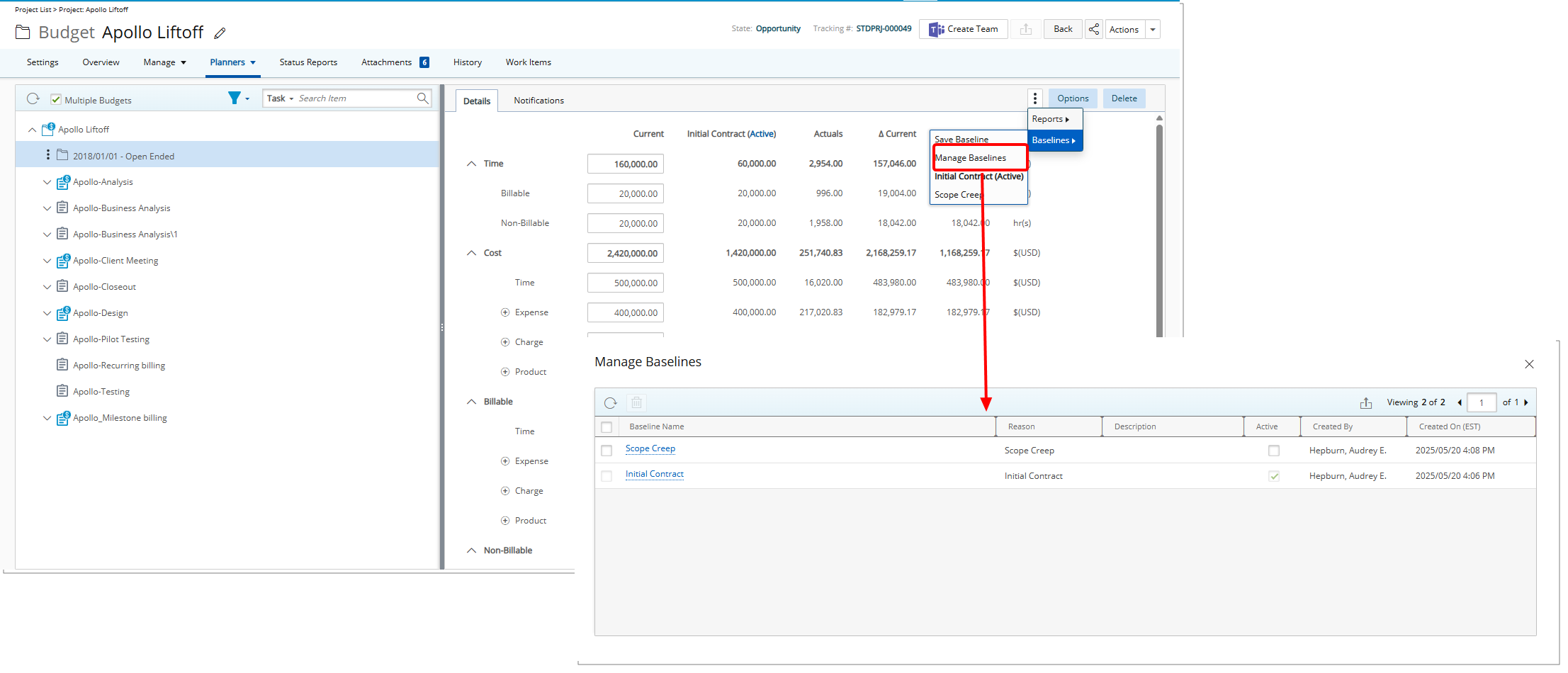 Manage Baselines