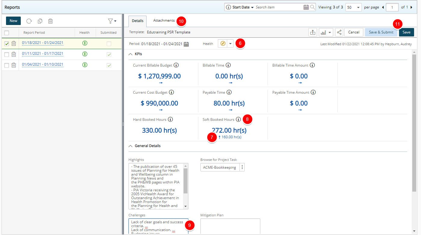 View the Project Status page