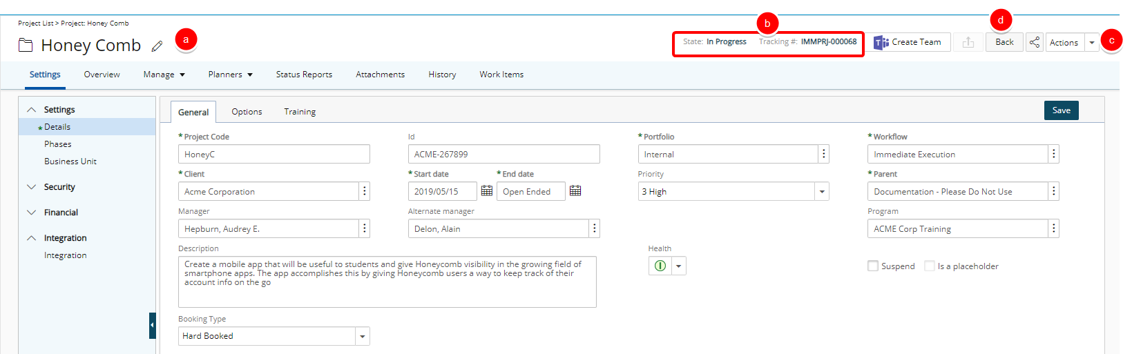 View the newly created project