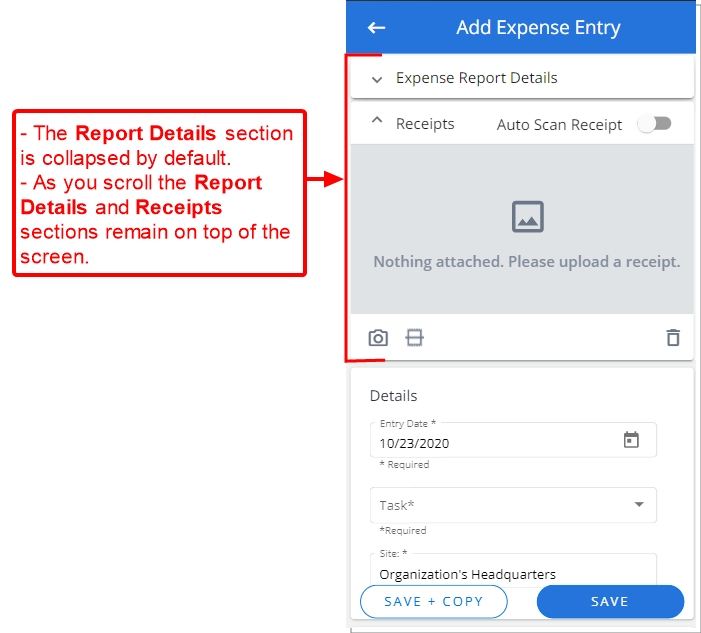 Enter required information