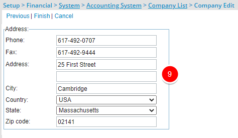 Entrez l'adresse de la compagnie