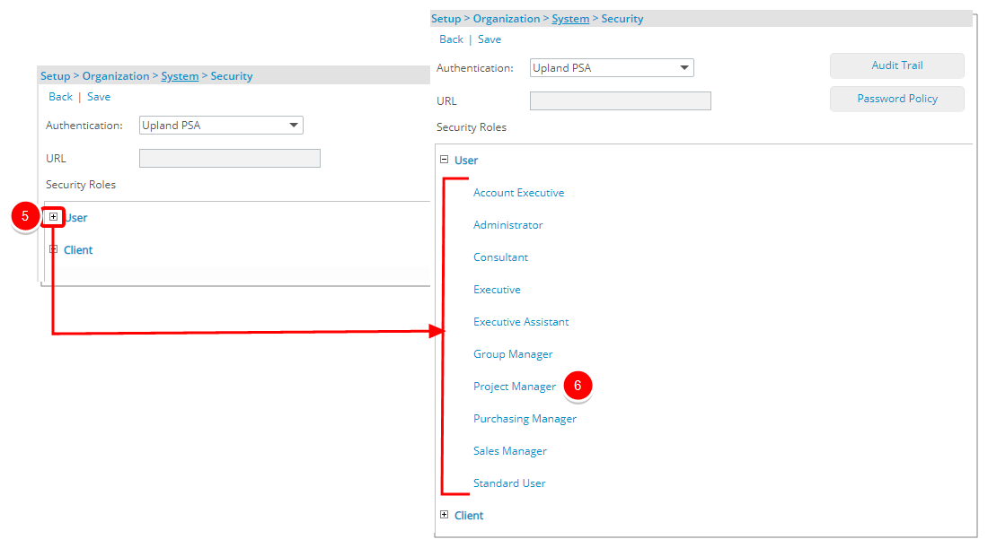 Sélectionnez un Rôle de Sécurité.