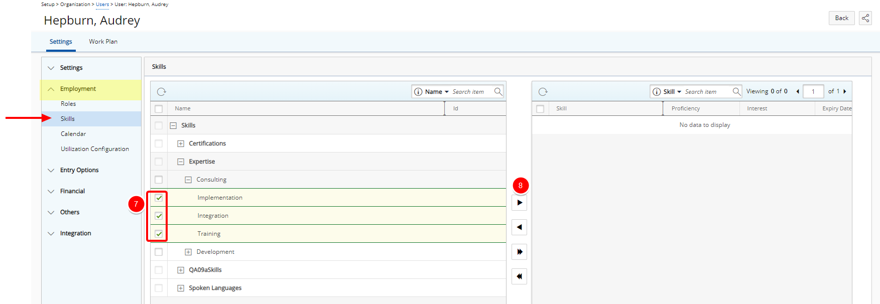 Sélectionnez les compétences