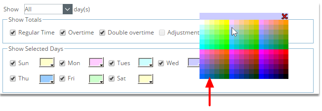 Sélectionnez une couleur pour chaque jour de la semaine