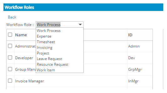 Sélectionnez le type de rôle de workflow