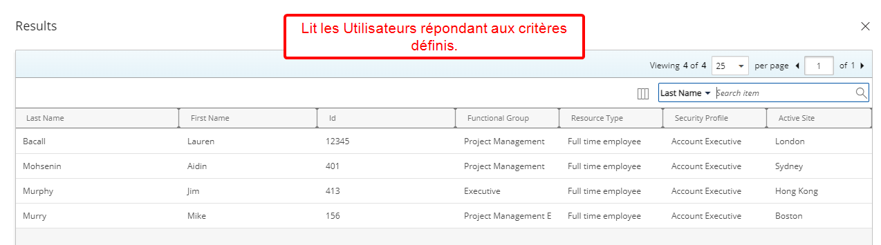 Sélectionnez l'utilisateur