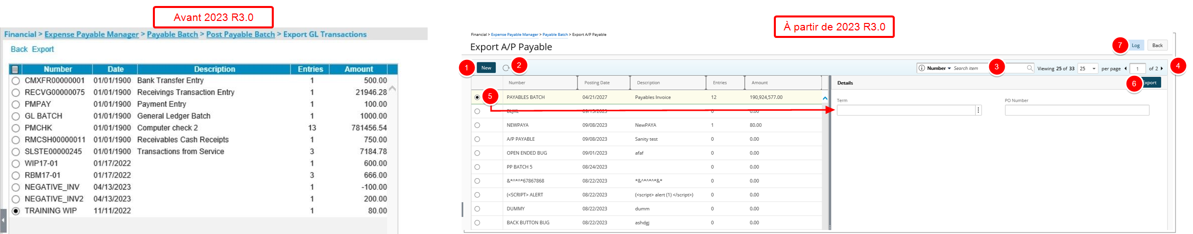 Exporter les factures à payer et exporter les transactions du G/L vers Microsoft Dynamics GreatPlains