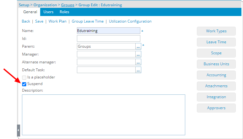 Nouvelle option pour suspendre un groupe