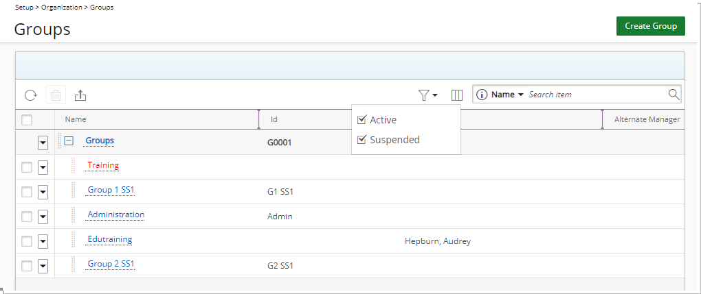 Nouvelle option pour suspendre un groupe