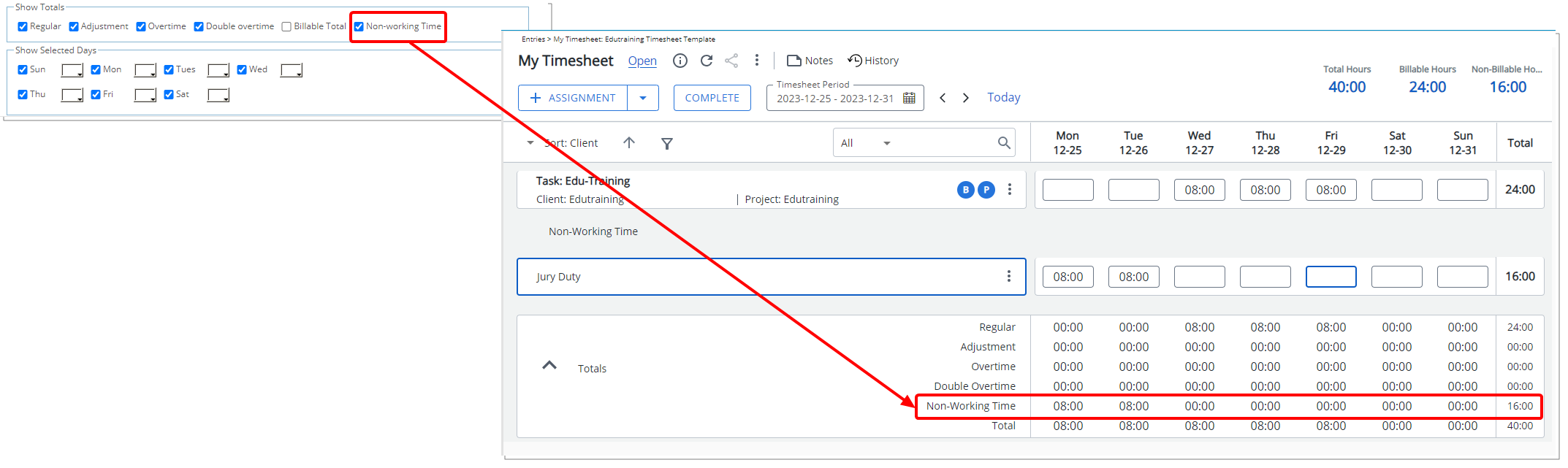 Afficher les heures chômées