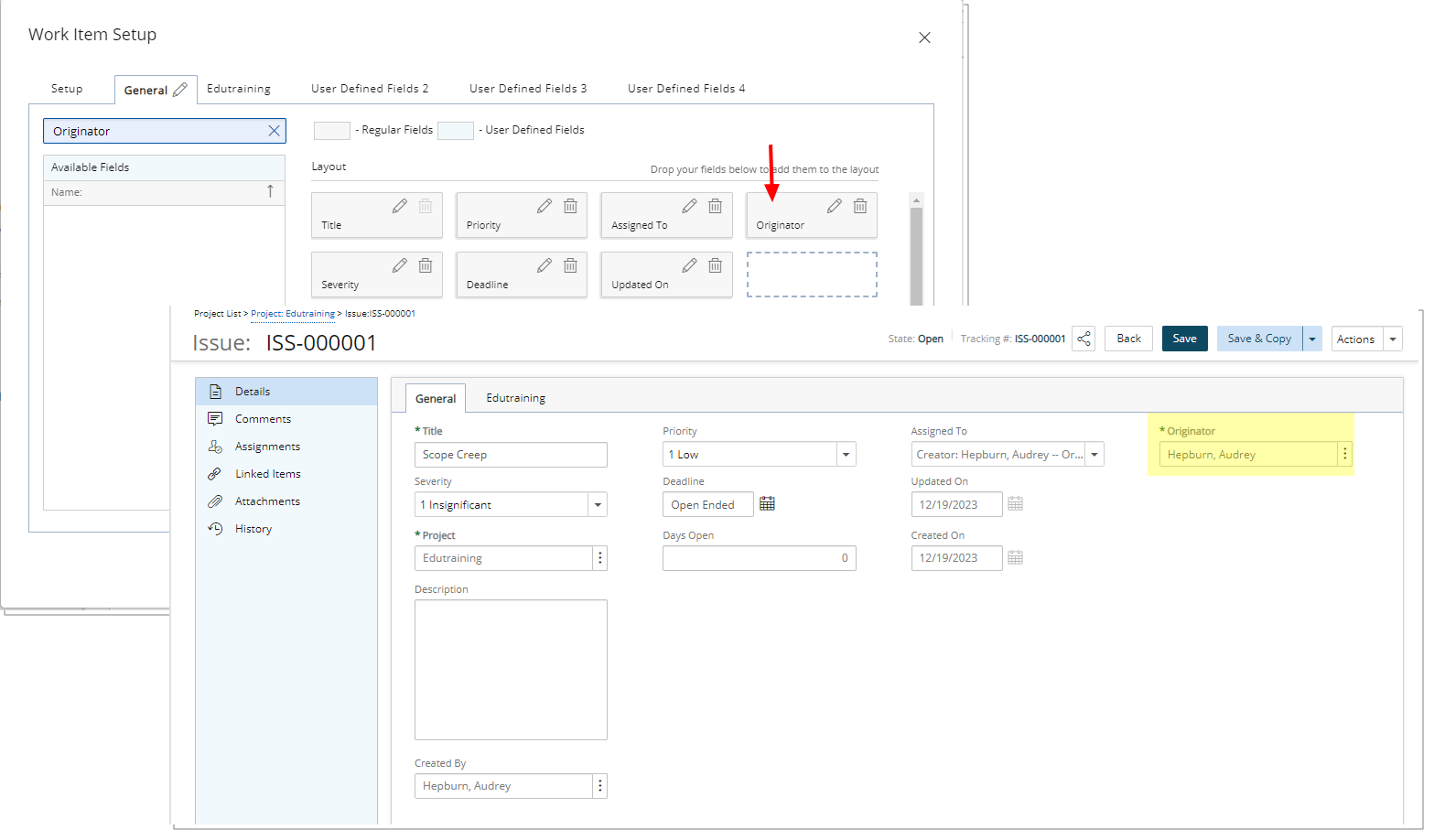 Champ de l'expéditeur
