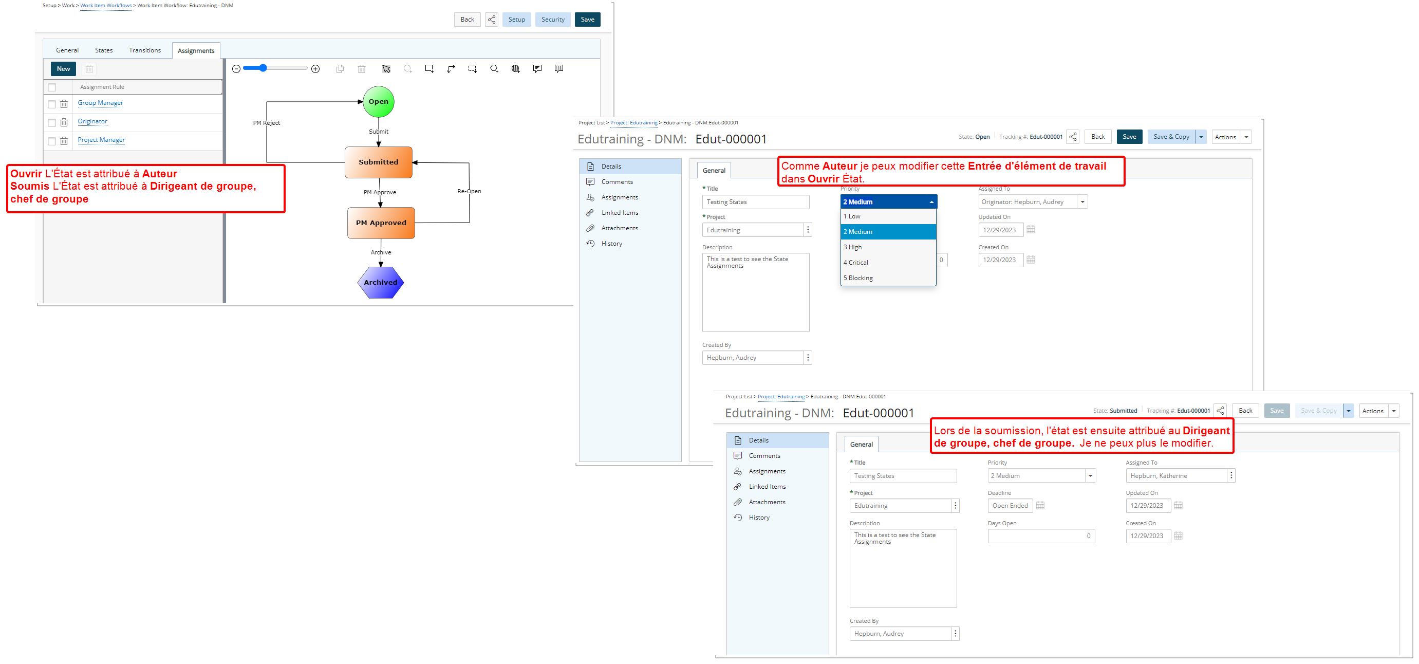 Restreindre la modification des éléments de travail aux utilisateurs attribués