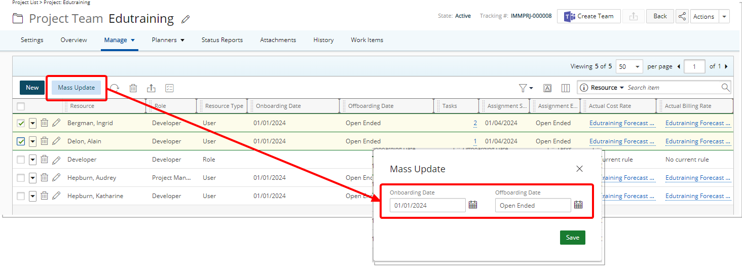 >Mise à jour de masse