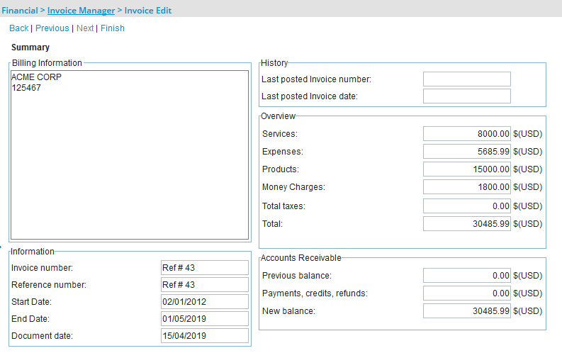 Consulter le récapitulatif de la facture