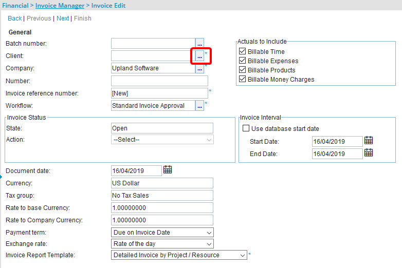 Sélectionnez le client