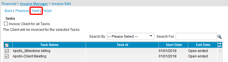 Sélectionnez la ou les tâches