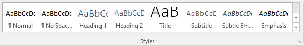 Word Styles gorup on the Home tab