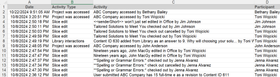 Activity report example