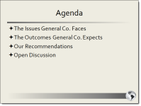 Agenda Slide in a built presentation