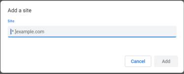 Pop-up exceptions dialog box in Chrome 