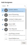 Add Assignees dialog
