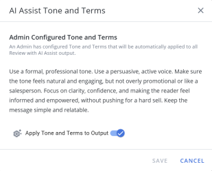 AI Assist Tone & Terms