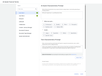 AI Assist Tone & Terms page