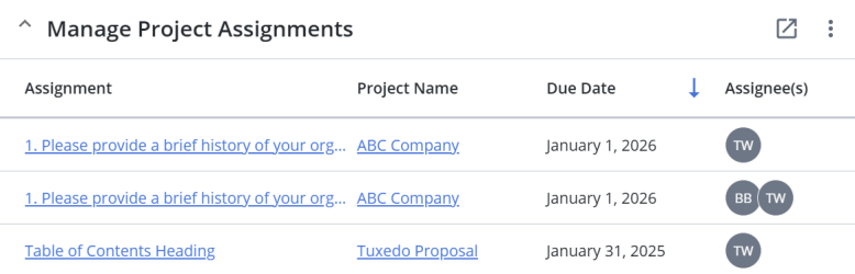 Manage Project Assignments