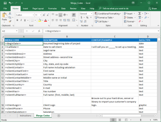 Downloaded list of merge codes