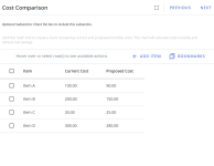 Structured Component Price Comparison example