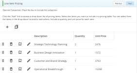 Structured Component Line Pricing example